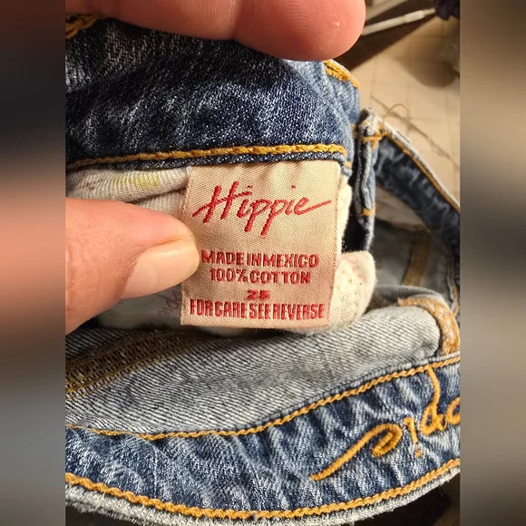 Y2k Hippie straight leg jeans low rise mid wash sz 25 - Picture 9 of 9